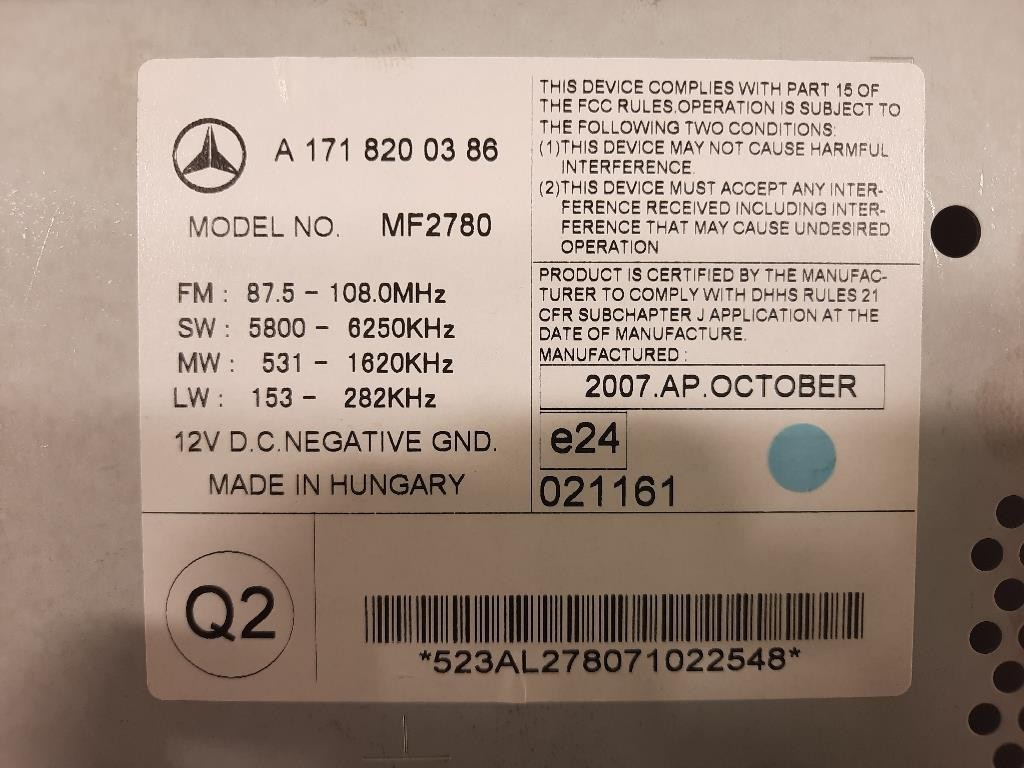 Unità Autoradio A1719000600 Mercedes Classe SLK R171 2004