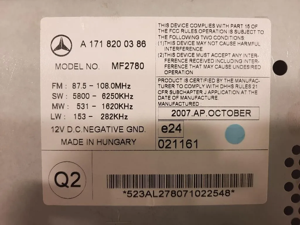 Unità Autoradio A1719000600 Mercedes Classe SLK R171 2004