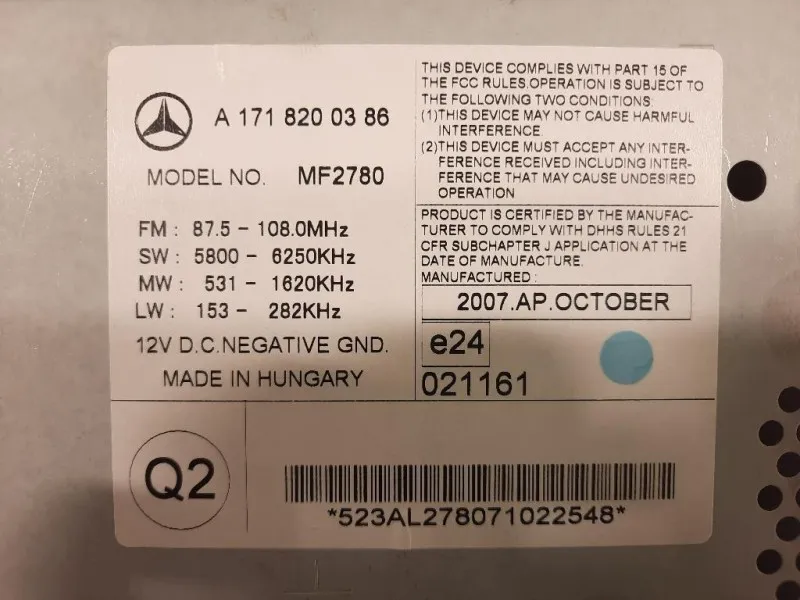 Unità Autoradio A1719000600 Mercedes Classe SLK R171 2004