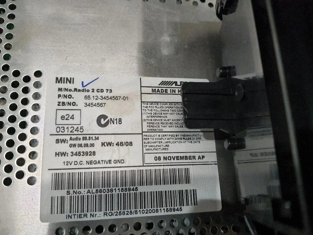 Unità Autoradio 65123454567 Mini MINI Cooper R56 2007