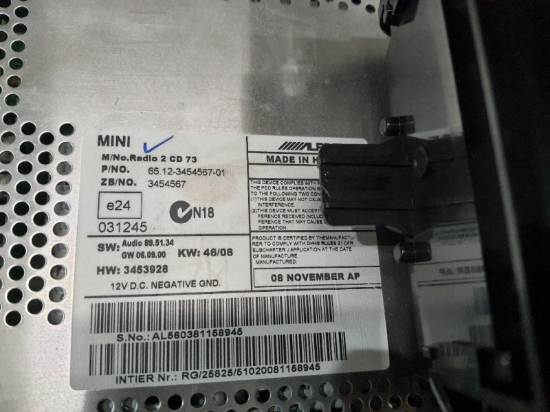 Unità Autoradio 65123454567 Mini MINI Cooper R56 2007