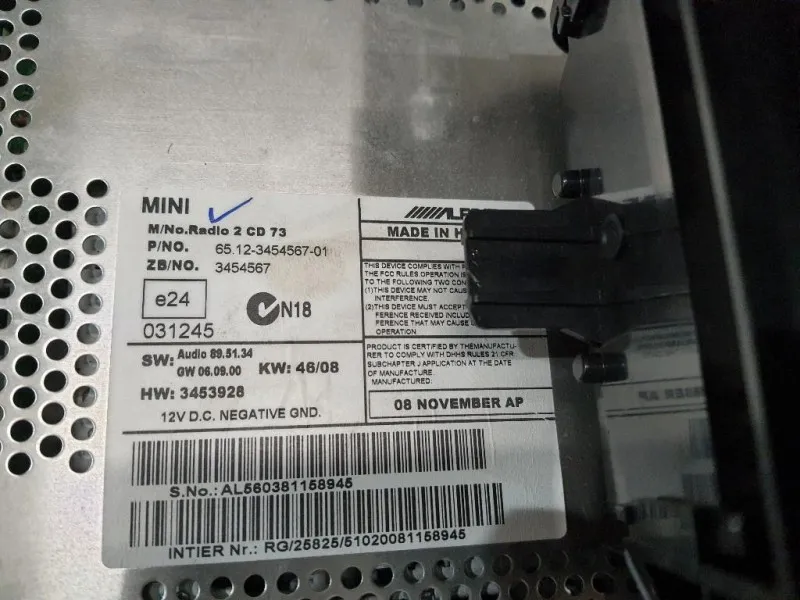 Unità Autoradio 65123454567 Mini MINI Cooper R56 2007