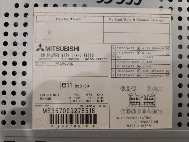 Unità Autoradio Mitsubishi Pajero III 2000
