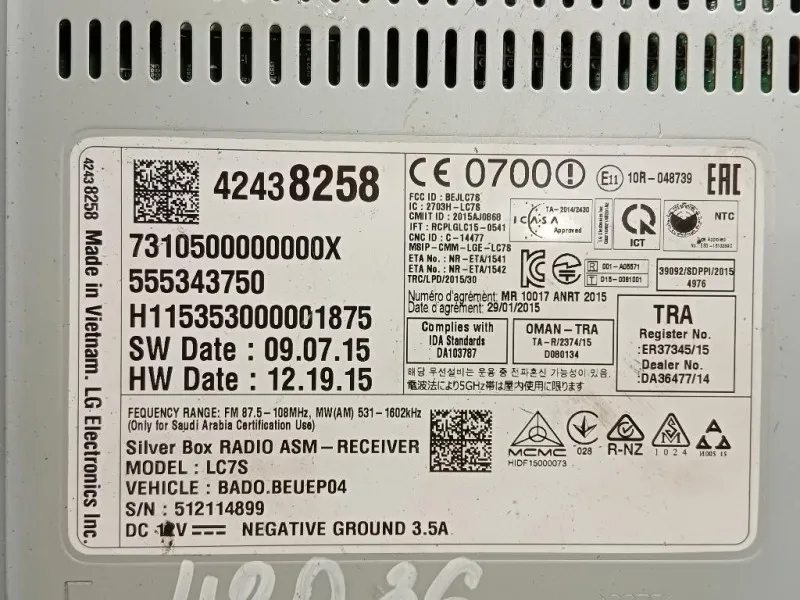 Unità Autoradio 42438258 Opel Astra K 2016