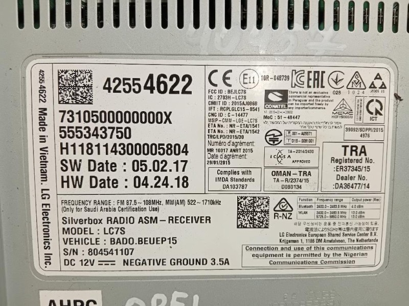 Unità Autoradio 42554622 Opel Astra K 2016