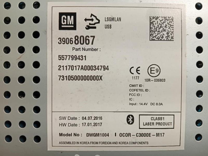 Unità Autoradio 39068067 Opel Corsa E 2014