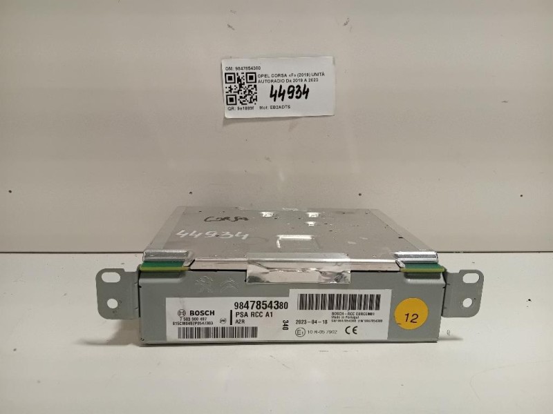 Unità Autoradio 9847854380 Opel Corsa F 2019