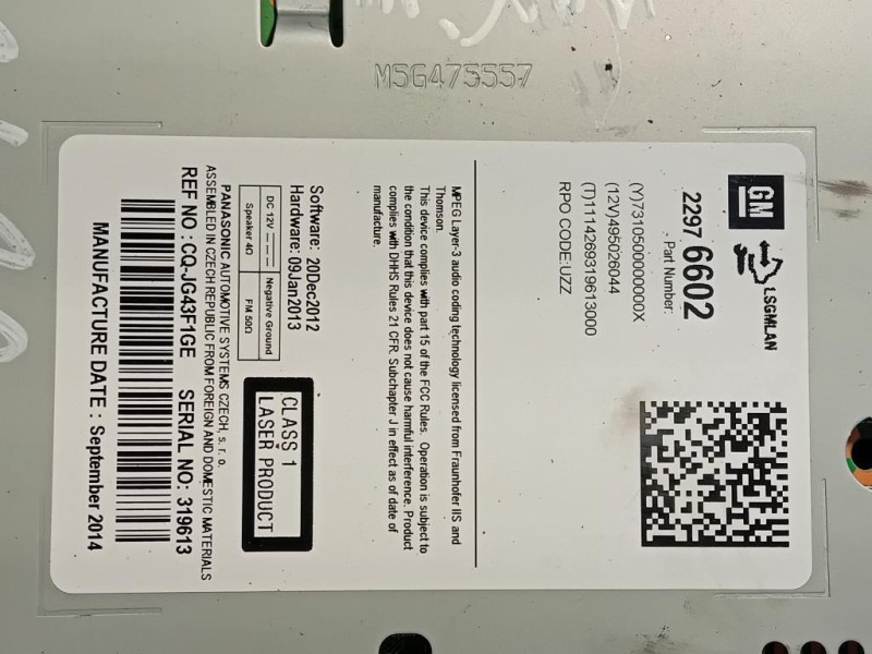 Unità Autoradio 22976602 Opel Meriva B 2014