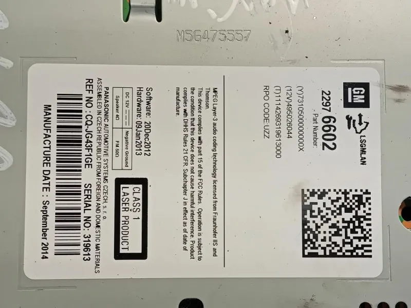 Unità Autoradio 22976602 Opel Meriva B 2014