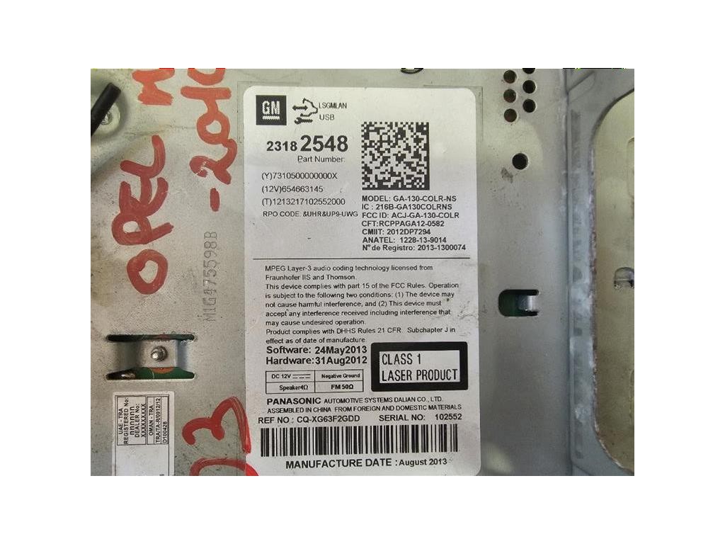 Unità Autoradio 95369363 Opel Mokka 2013