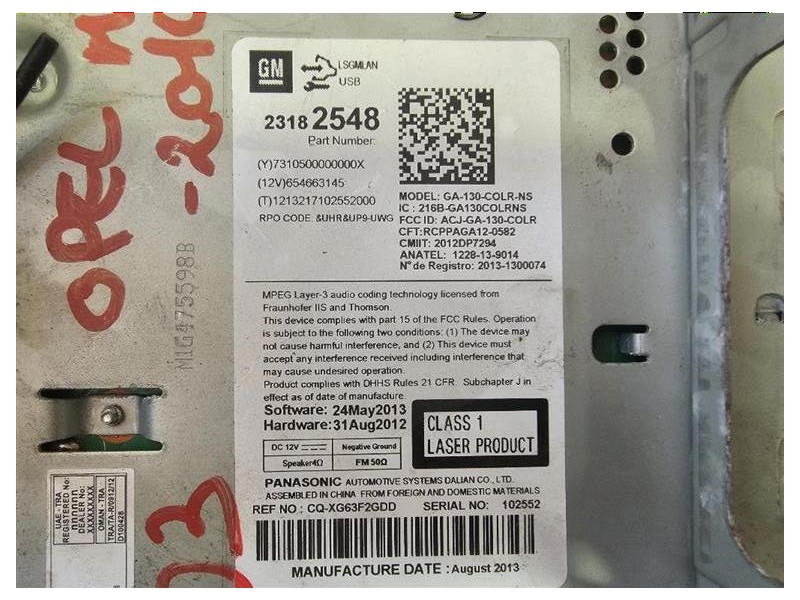 Unità Autoradio 95369363 Opel Mokka 2013