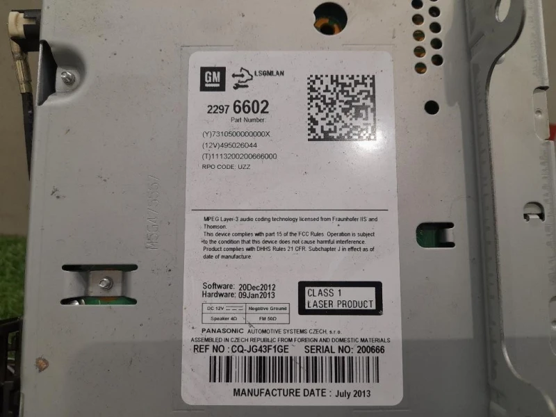 Unità Autoradio 22976602 Opel Zafira C 2012