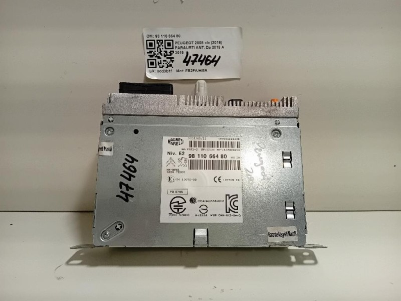 Unità Autoradio 9811066480 Peugeot 2008 I 2016