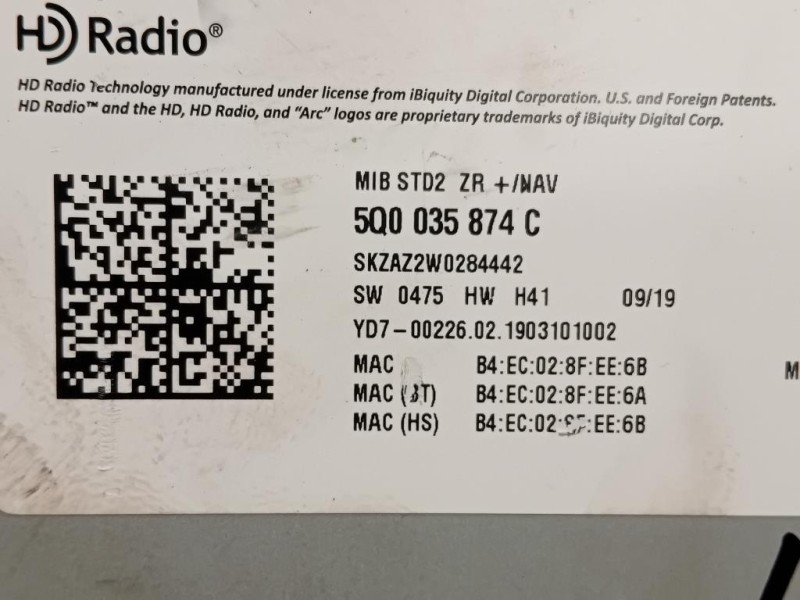 Unità Autoradio 5Q0035874 Skoda Fabia NJ3 2018