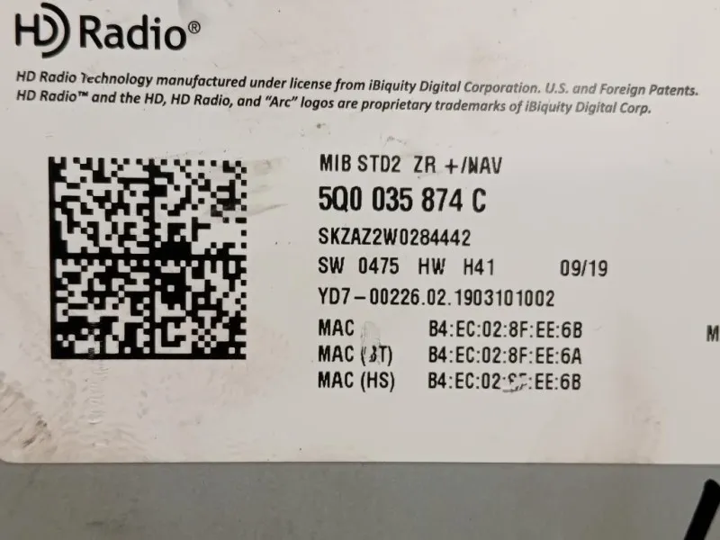 Unità Autoradio 5Q0035874 Skoda Fabia NJ3 2018