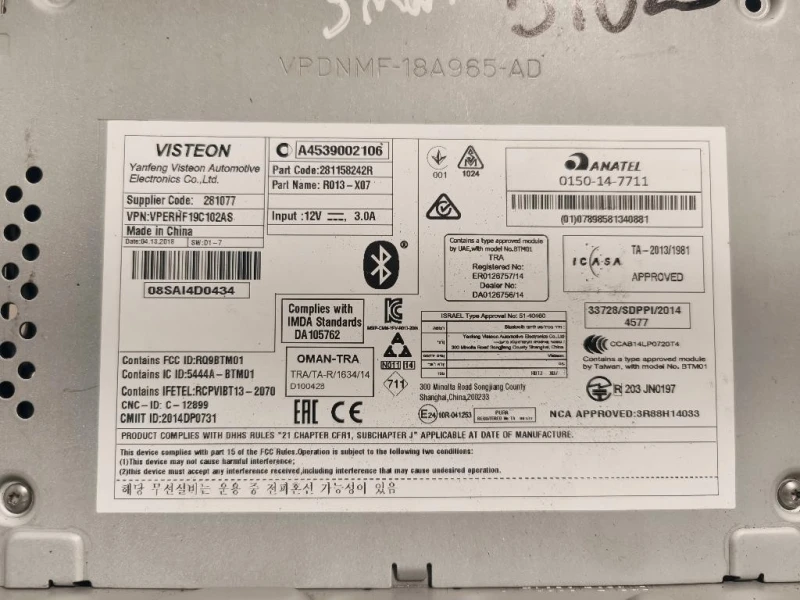 Unità Autoradio 281158242R Smart Forfour 453 2015