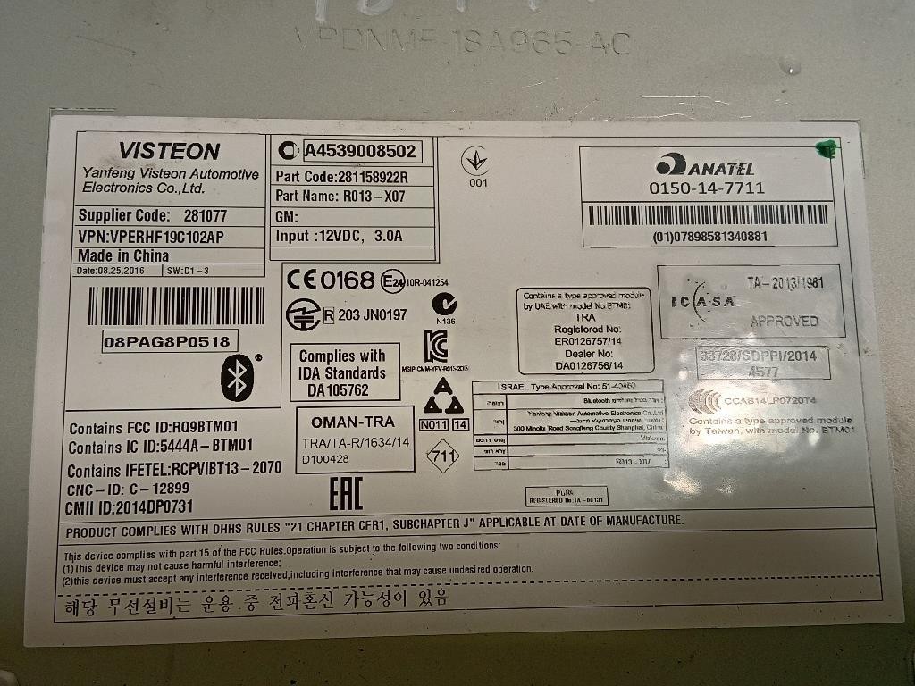 Unità Autoradio 0150-14-7711 Smart Forfour 453 2015