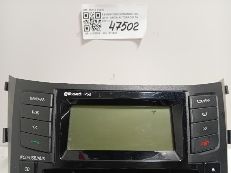 Unità Autoradio 89110 34220 Ssangyong Korando III 2011