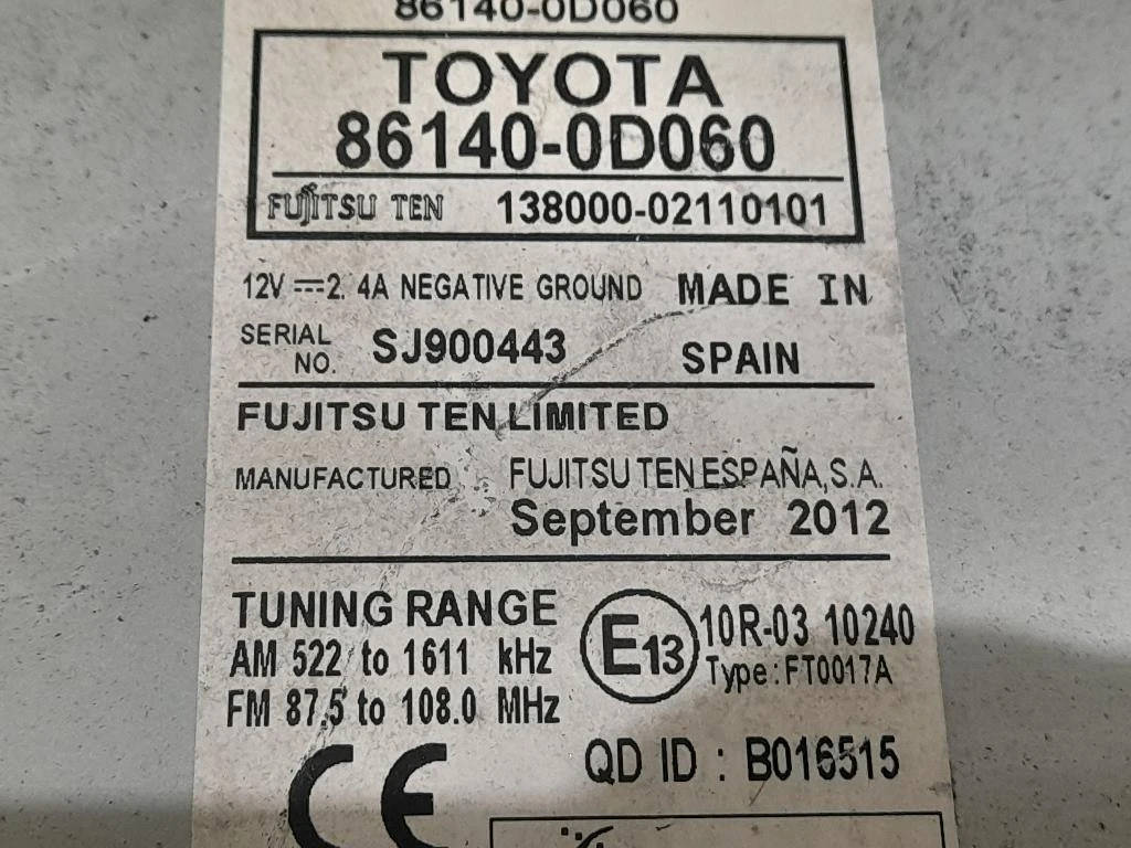 Unità Autoradio 861400D060 Toyota Yaris IV 2012