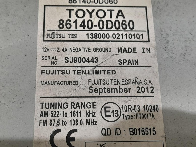 Unità Autoradio 861400D060 Toyota Yaris IV 2012