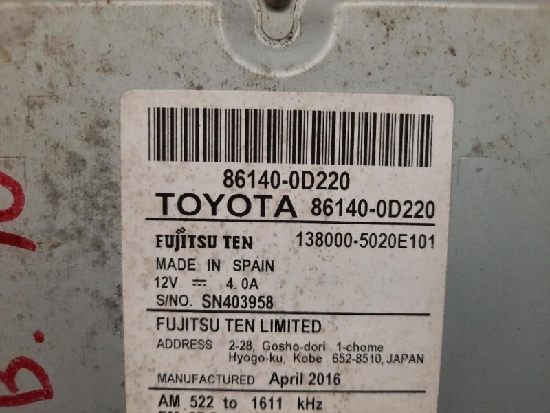 Unità Autoradio 861400D220 Toyota Yaris IV 2014