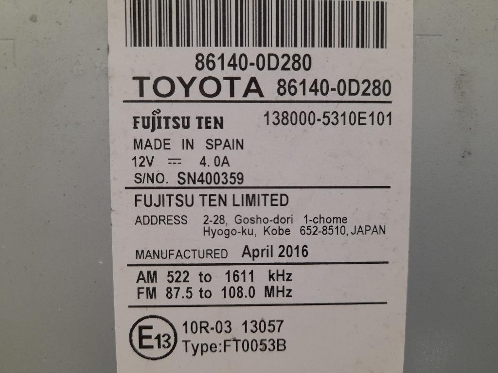 Unità Autoradio 861400D280 Toyota Yaris IV 2014