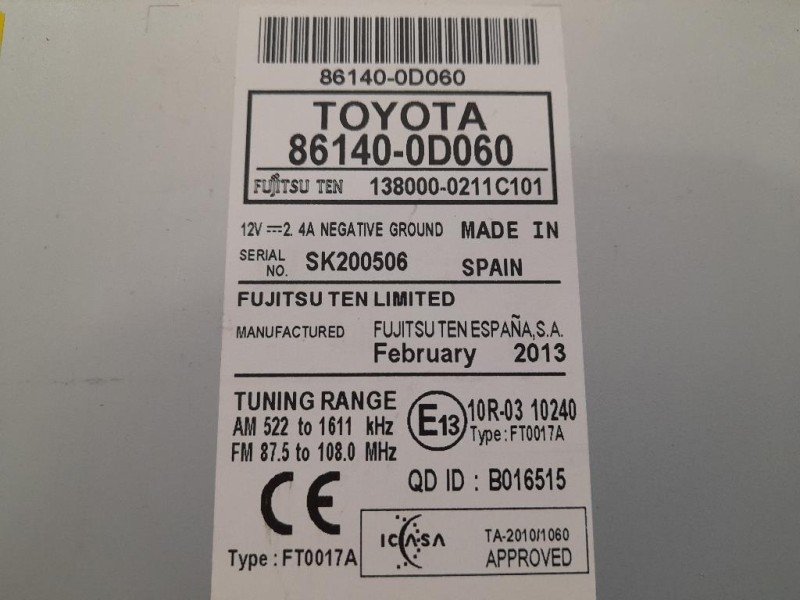 Unità Autoradio 861400D660 Toyota Yaris IV 2014