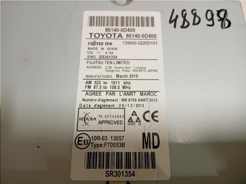Unità Autoradio 86140-0D400 Toyota Yaris IV 2017