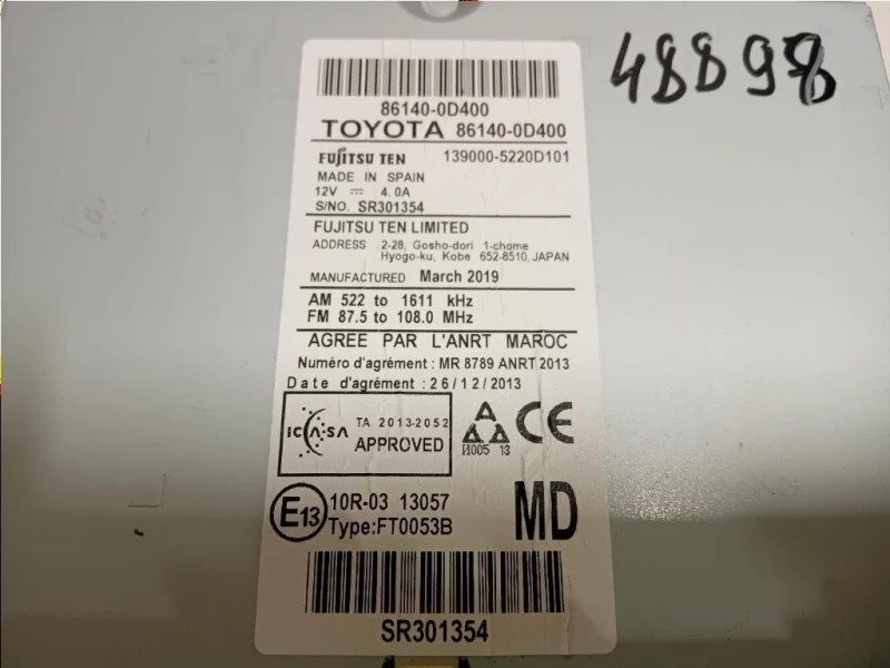 Unità Autoradio 86140-0D400 Toyota Yaris IV 2017