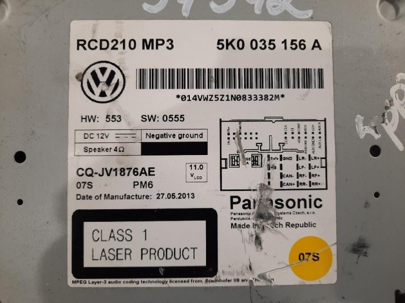 Unità Autoradio 5K0 035 156 A Volkswagen Caddy IV 2011