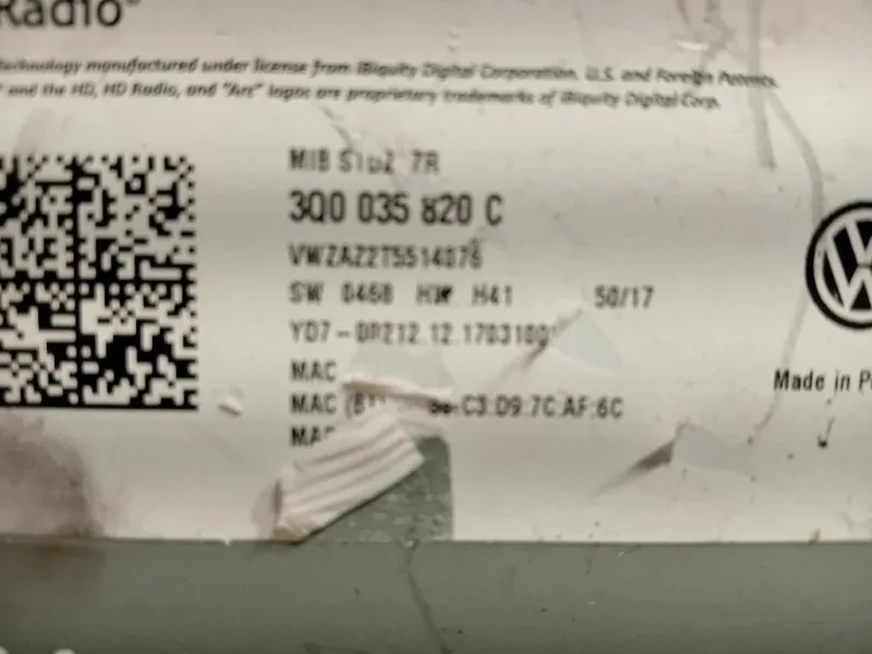 Unità Autoradio 5M0 035 186 J Volkswagen GOLF VI 2009