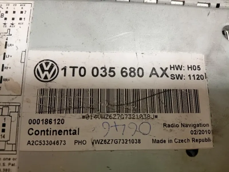 Unità Autoradio 1T0035680AX Volkswagen GOLF VI 2009