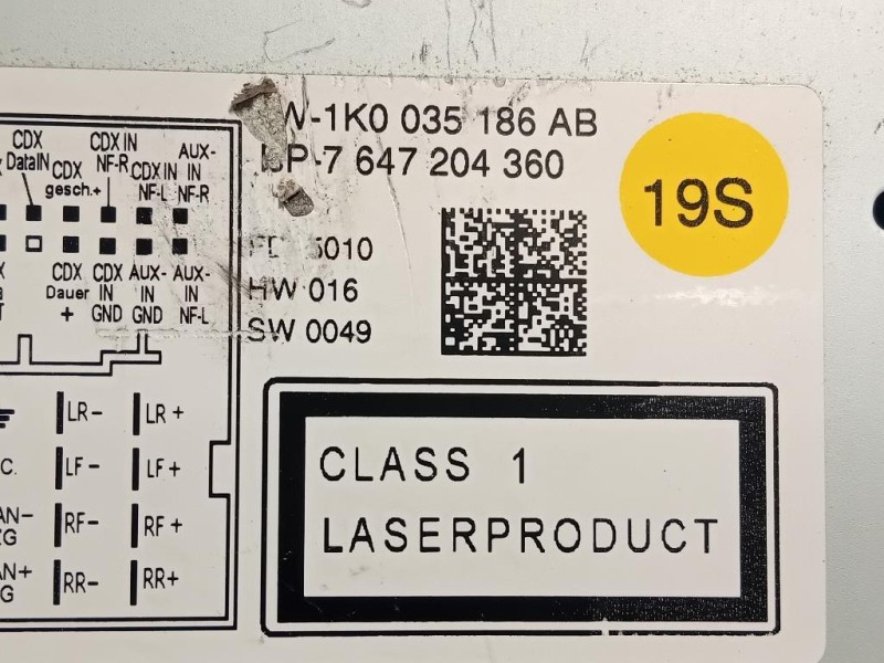 Unità Autoradio 1K0035186AB Volkswagen GOLF VII 2013