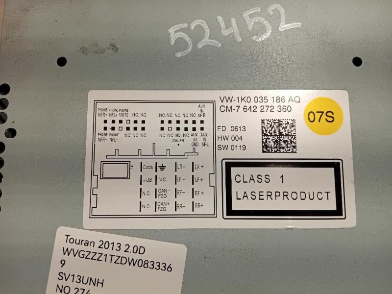 Unità Autoradio 1K0035186AQ Volkswagen Touran III 2010