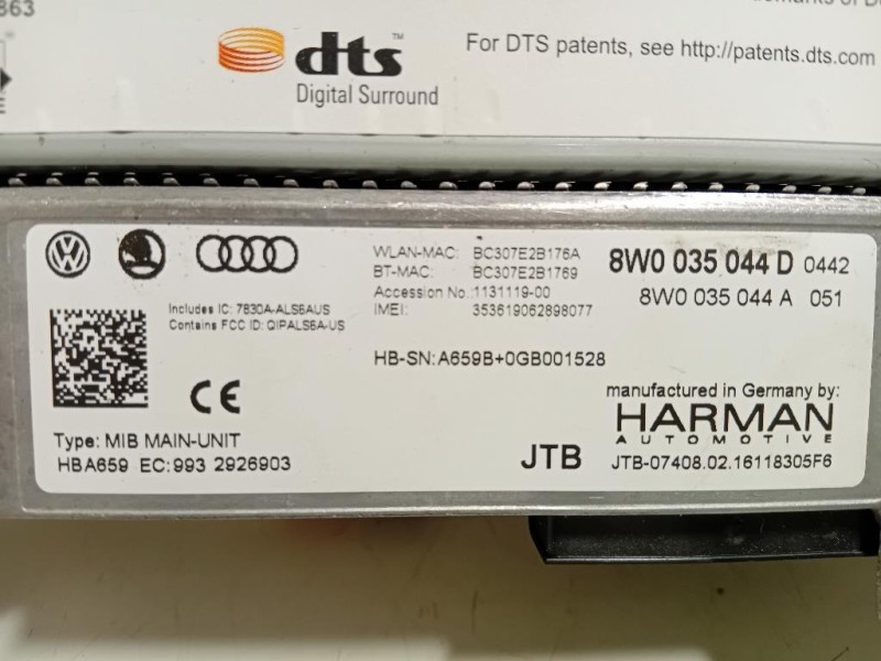 Unita DI Comando Multimediale 8W0035044D Audi A4 8W5 Avant 2015