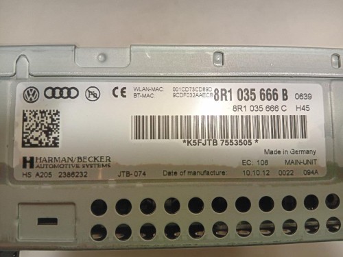Unita DI Comando Multimediale 8R1035666B Audi Q5 8RB 2012