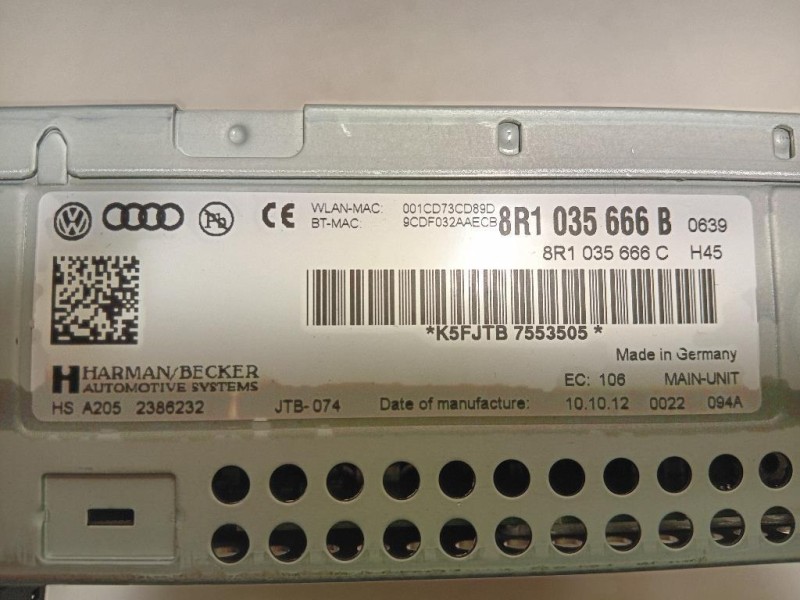 Unita DI Comando Multimediale 8R1035666B Audi Q5 8RB 2012