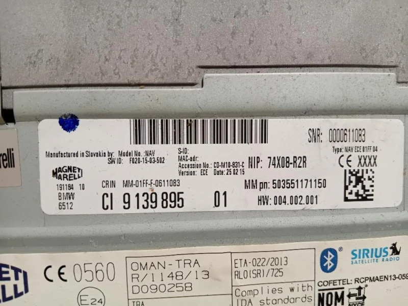 Unita DI Comando Multimediale 9139895 Bmw Serie 1 F20 Berlina 2015