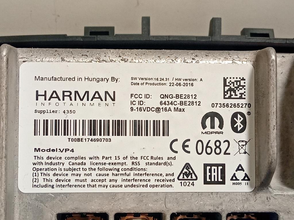 Unita DI Comando Multimediale 07356265270 Fiat 500X 2015