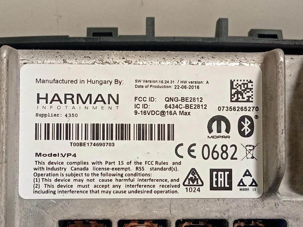 Unita DI Comando Multimediale 07356265270 Fiat 500X 2015