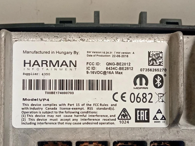 Unita DI Comando Multimediale 07356265270 Fiat 500X 2015