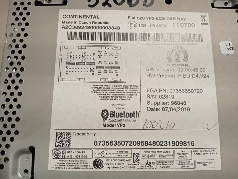 Unita DI Comando Multimediale 07356350720 Jeep Renegade 2018