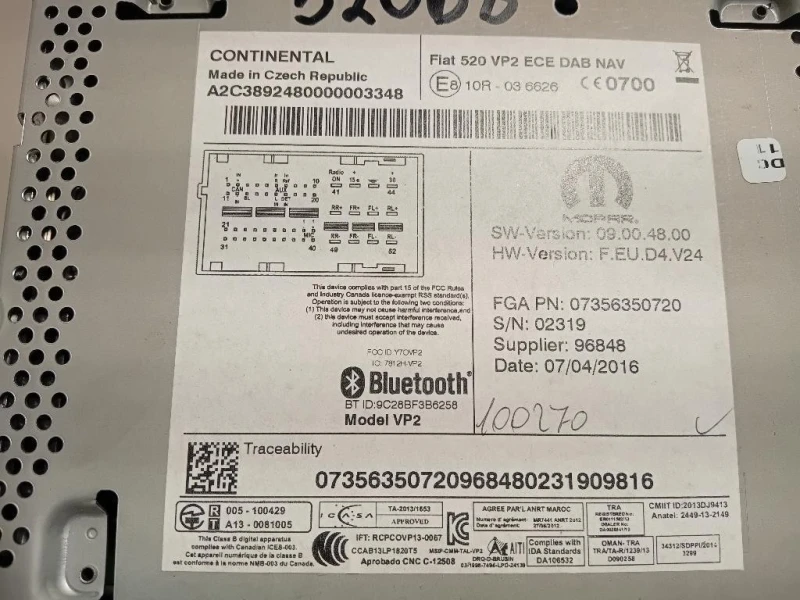 Unita DI Comando Multimediale 07356350720 Jeep Renegade 2018