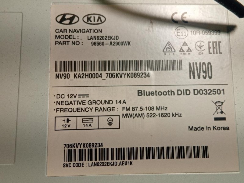 Unita DI Comando Multimediale 96560-A2900WK Kia CEED III 2018