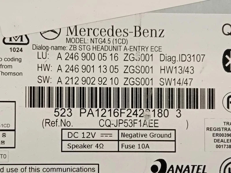 Unita DI Comando Multimediale A2469000516 Mercedes Classe A W176 2015