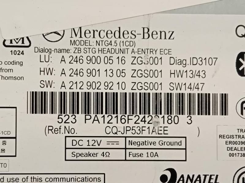 Unita DI Comando Multimediale A2469000516 Mercedes Classe A W176 2015