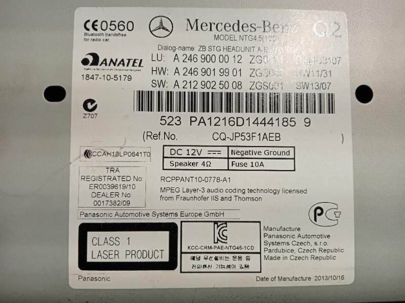 Unita DI Comando Multimediale A2469000012 Mercedes Classe B W246 2012