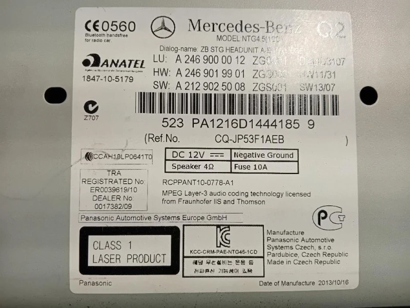 Unita DI Comando Multimediale A2469000012 Mercedes Classe B W246 2012