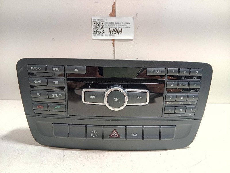Unita DI Comando Multimediale A2469000112 Mercedes Classe B W246 2012