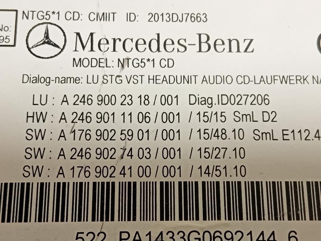 Unita DI Comando Multimediale A2469011106 Mercedes Classe B W246 2012